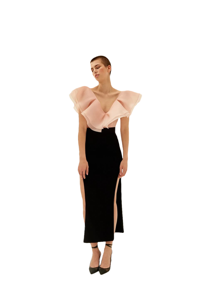 Black maxi skirt with cuts