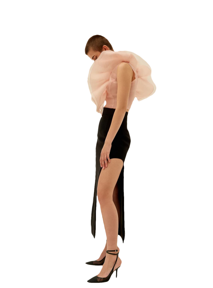 Black maxi skirt with cuts