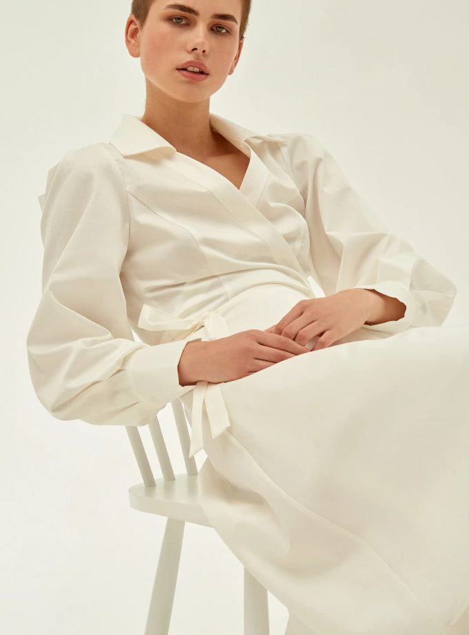 Ivory long shirt dress